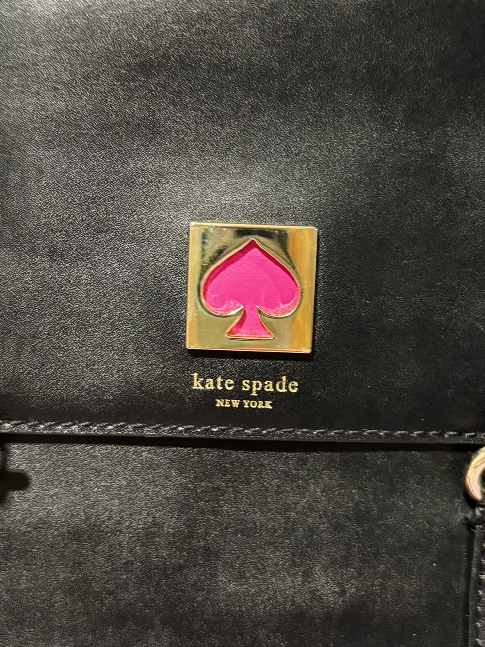 Kate Spade Make it Mine Black Leather Satchel with Pink-Trim Strap - Picture 4 of 8